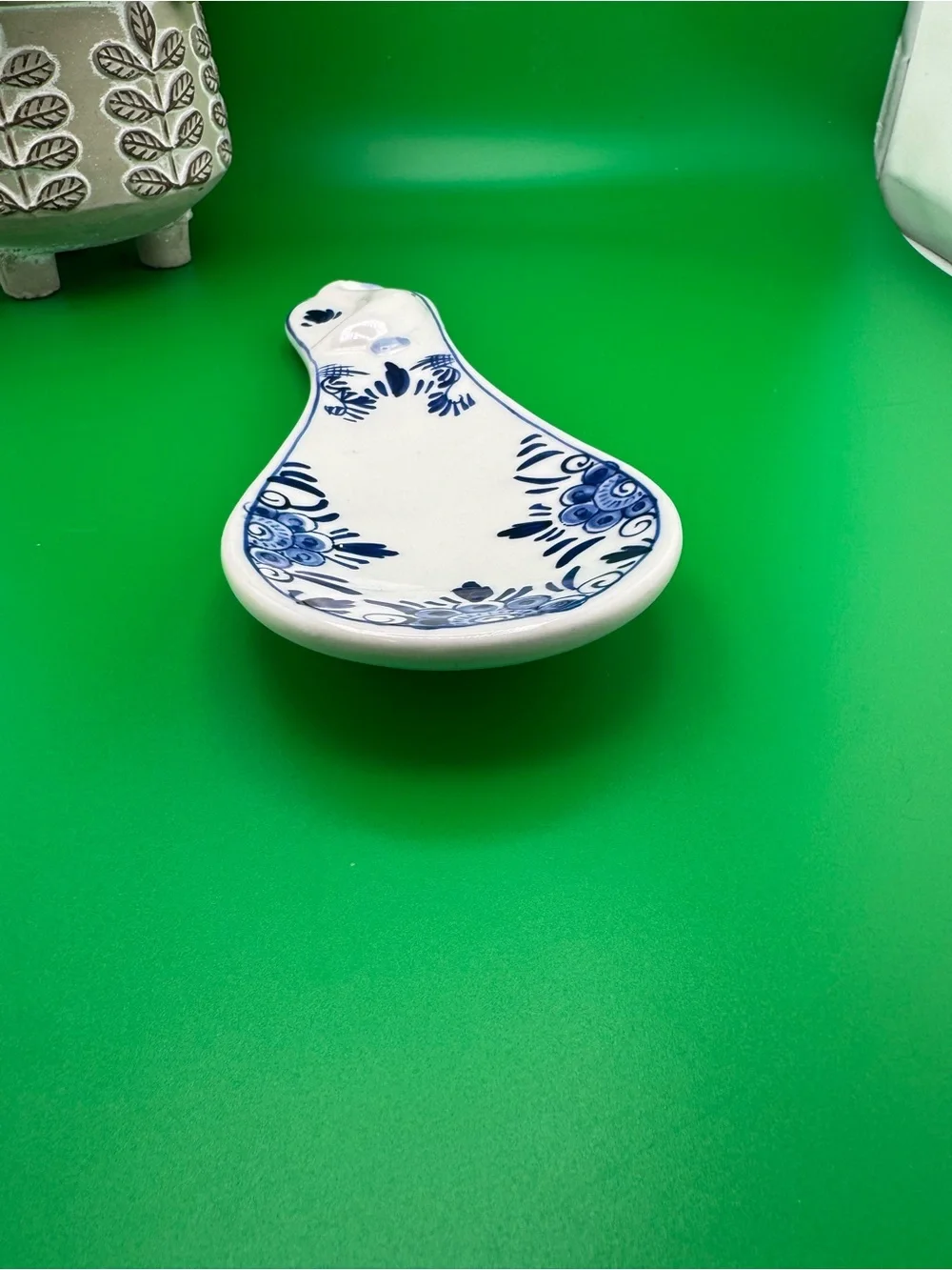 Vintage Delft Blue Footed Spoon Rest